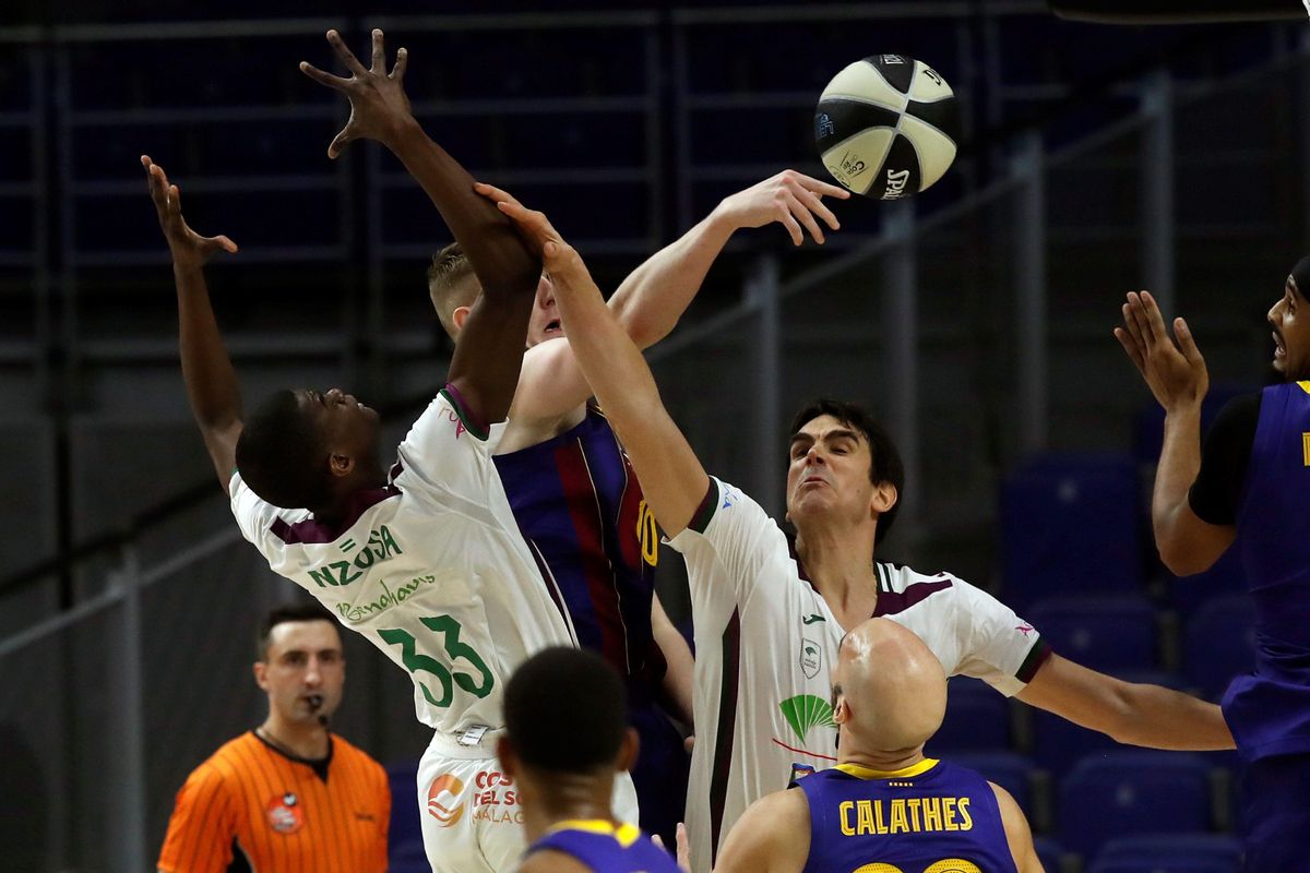 Momento del partido de la Copa entre el Barça y Unicaja. Momento del partido de la Copa entre el Barça y Unicaja.
