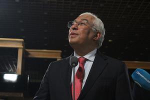 El primer ministro portugués y líder del Partido Socialista, António Costa, durante la noche electoral el 20 de enero de 2022.