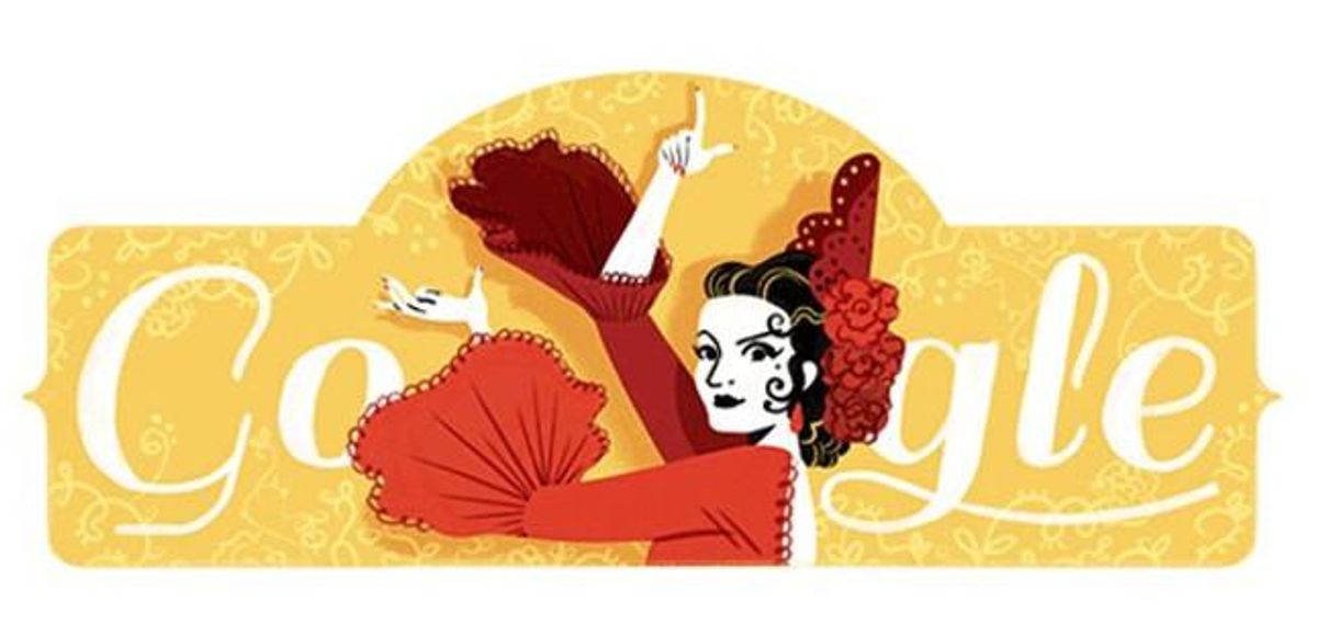 Ilustración del doodle que homenajea el 93 aniversario del nacimiento de Lola Flores. Ilustración del doodle que homenajea el 93 aniversario del nacimiento de Lola Flores.