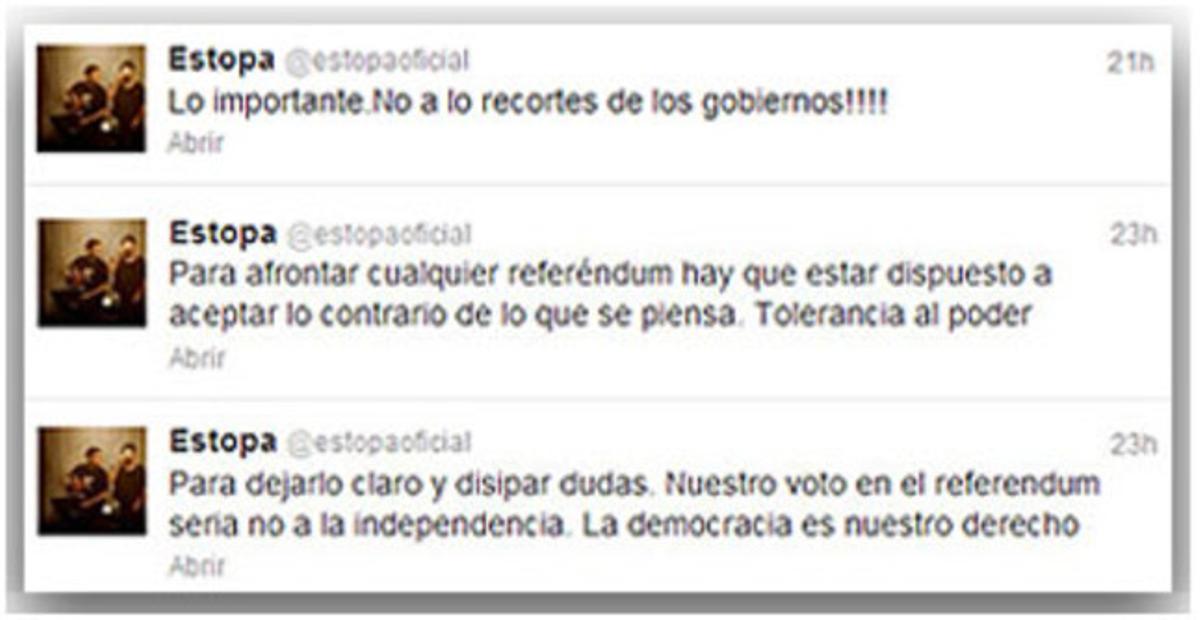 David y José Muñoz, los integrantes de Estopa, han dicho que votarían ’no’ a la independencia de Catalunya.