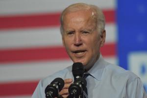 El presidente de EEUU, Joe Biden, durante un mitin en Rockville, este jueves.