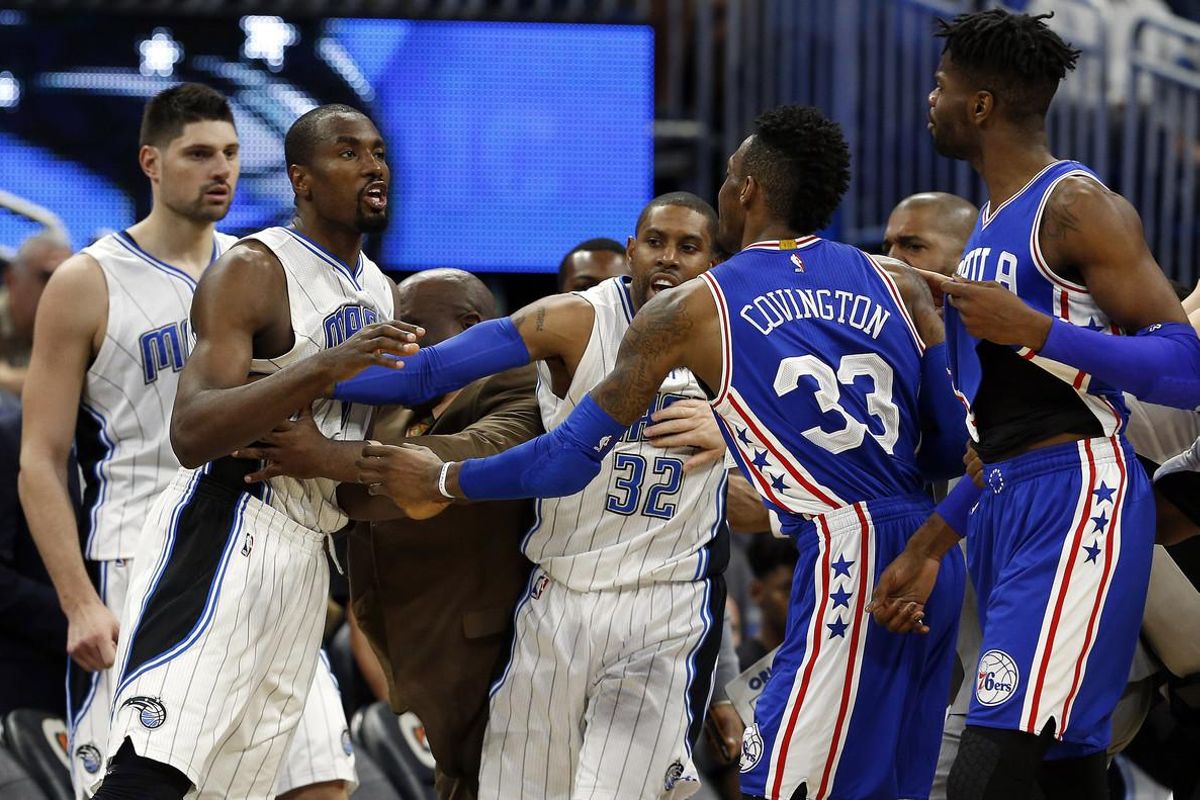Serge Ibaka, durante el incidente. Serge Ibaka, durante el incidente.