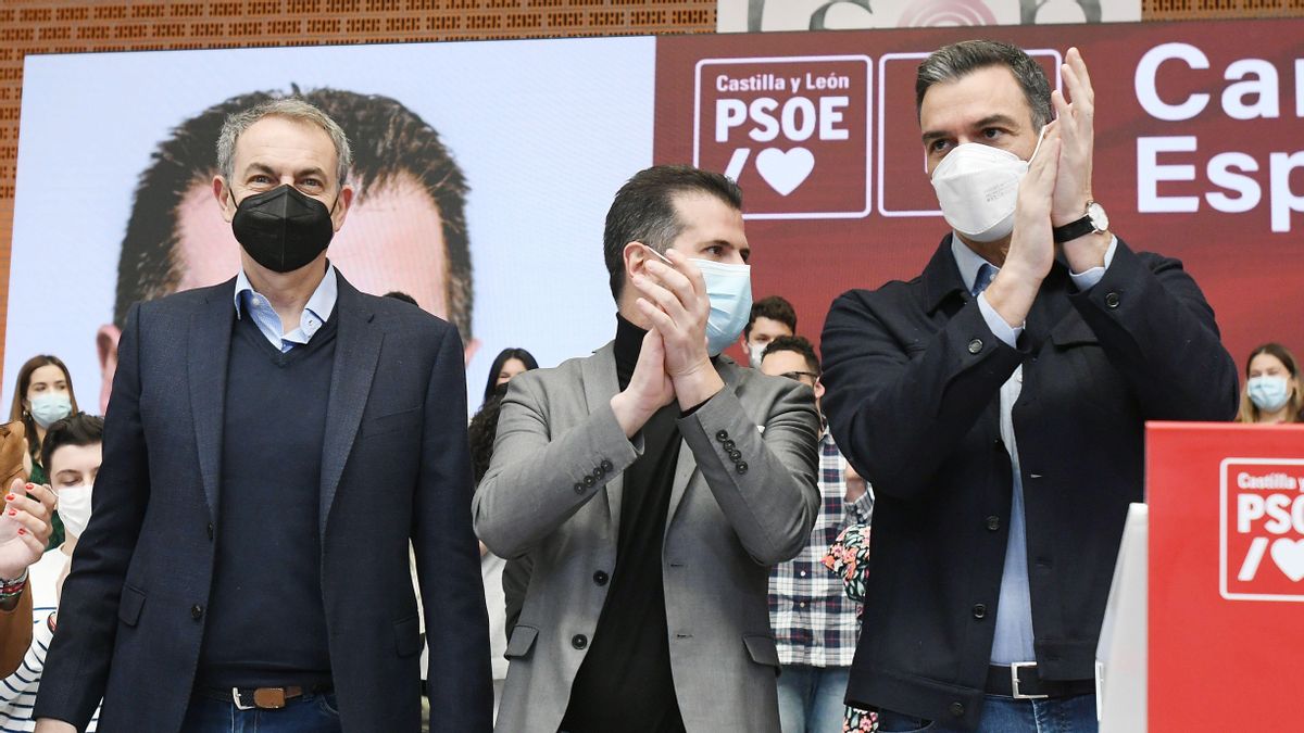 El presidente del Gobierno Pedro Sánchez junto con el expresidente José Luis Rodríguez Zapatero y el candidato del PSOE a la presidencia de la Junta de Castilla y León, Luis Tudanca, participa este domingo en un mitín en León por la campaña a las lecciones autonómicas del próximo día 13 de febrero. El presidente del Gobierno Pedro Sánchez junto con el expresidente José Luis Rodríguez Zapatero y el candidato del PSOE a la presidencia de la Junta de Castilla y León, Luis Tudanca, participa este domingo en un mitín en León por la campaña a las lecciones autonómicas del próximo día 13 de febrero.
