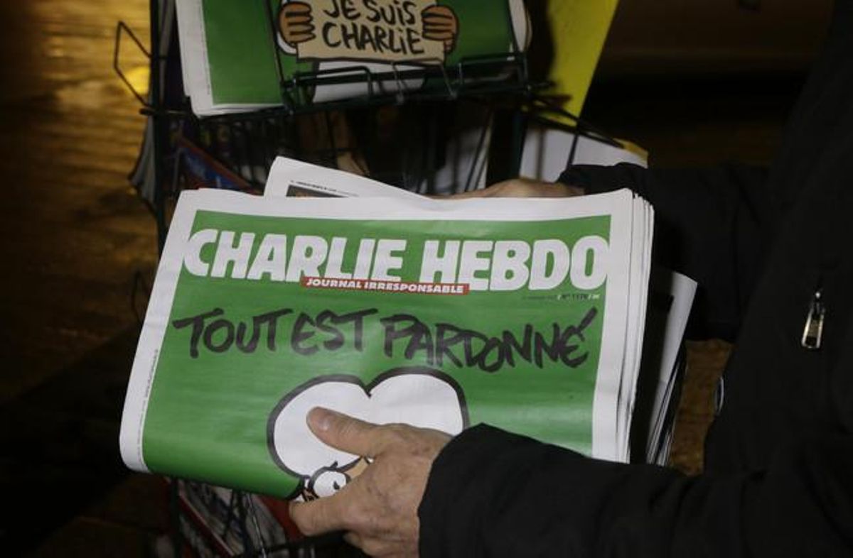 Imagen del ejemplar de Charlie Hebdo vendido tras los ataques a su sede en París. Imagen del ejemplar de Charlie Hebdo vendido tras los ataques a su sede en París.