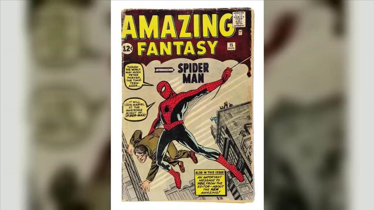 Ejemplar a subasta de ’Amazing Fantasy #15’, que contiene la primera historia completa de Spider-Man. 