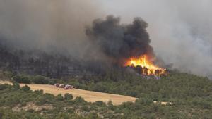 La ola de calor convierte el incendio de Artesa en el primer gran fuego forestal del verano