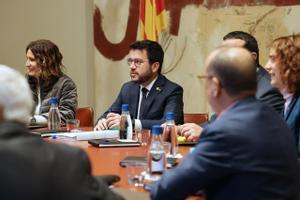 El ’president’ Pere Aragonès, durante la reunión del Consell Executiu de este martes