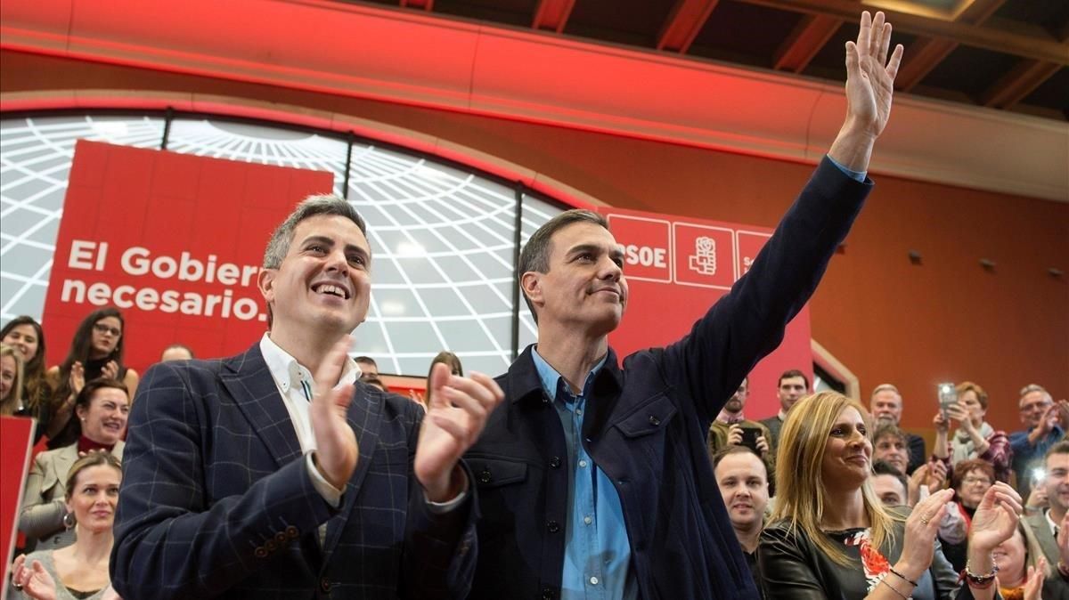 El presidente del Gobierno, Pedro Sánchez, en un mitin en Santander El presidente del Gobierno, Pedro Sánchez, en un mitin en Santander