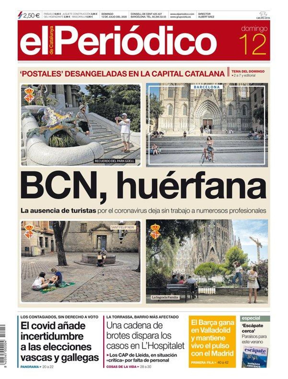 La portada de EL PERIÓDICO del 12 de julio del 2020 La portada de EL PERIÓDICO del 12 de julio del 2020