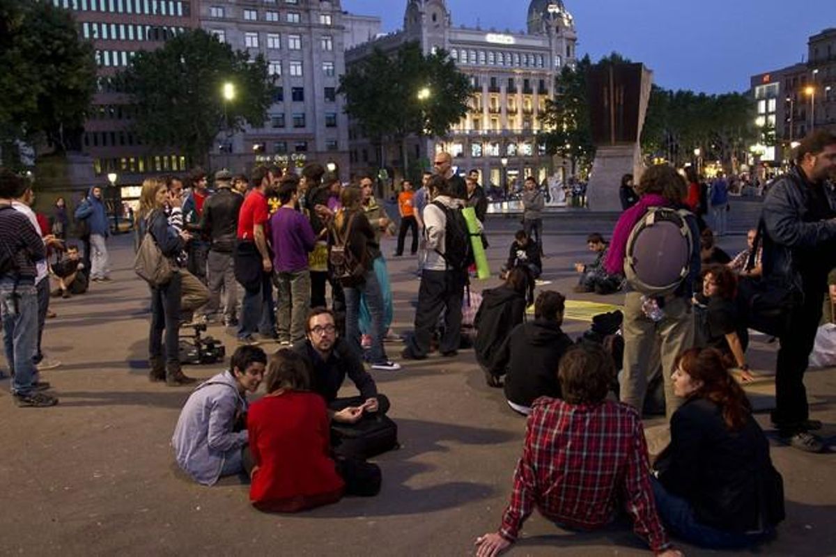Acampada en la plaza de Catalunya de Barcelona. Acampada en la plaza de Catalunya de Barcelona.