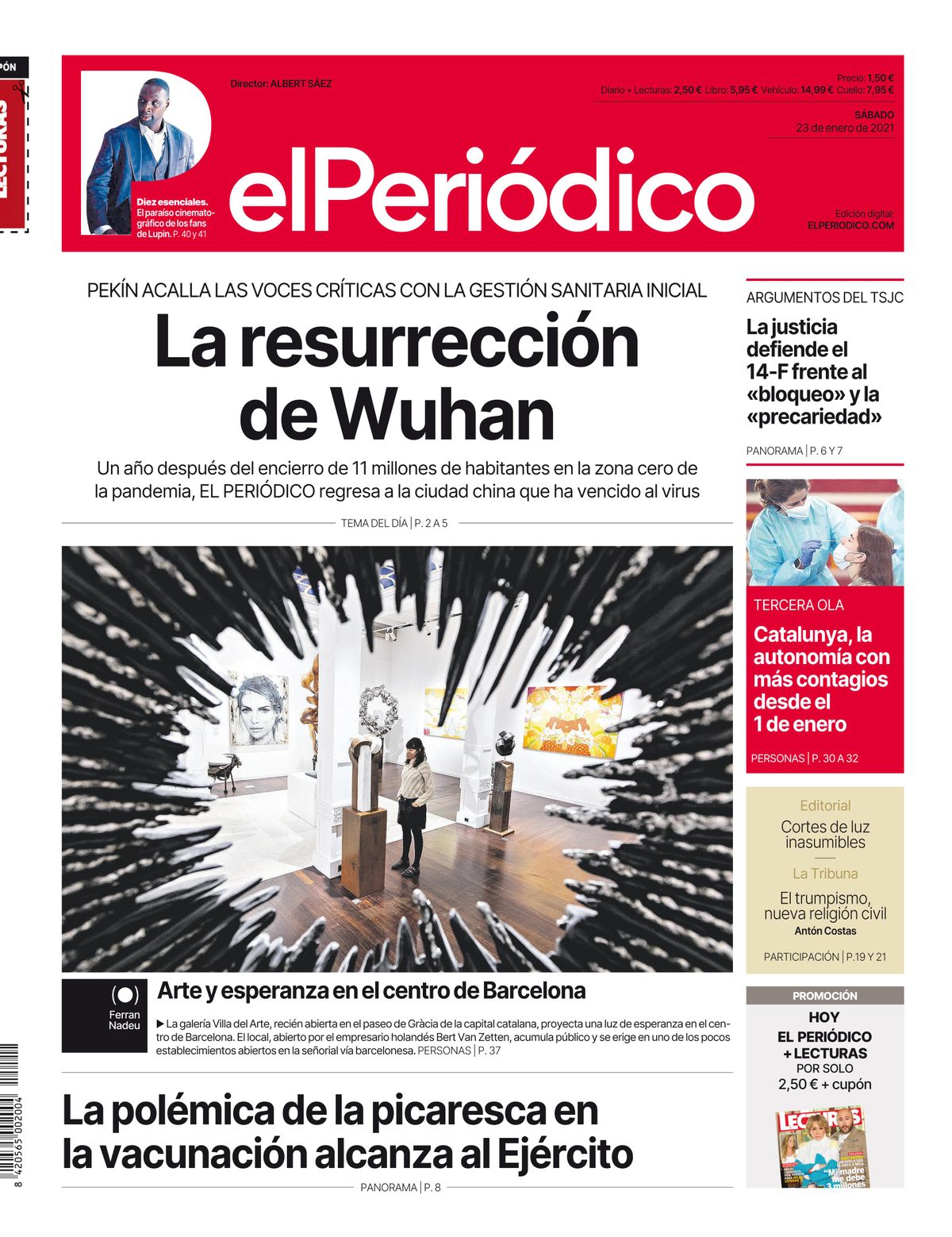 La portada de EL PERIÓDICO del 23 de enero de 2021 La portada de EL PERIÓDICO del 23 de enero de 2021