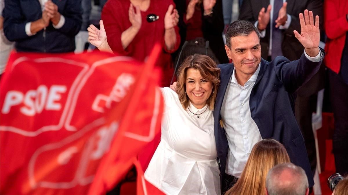 Susana Díaz y Pedro Sánchez, en un mitin del PSOE en Cádiz, en octubre. Susana Díaz y Pedro Sánchez, en un mitin del PSOE en Cádiz, en octubre.