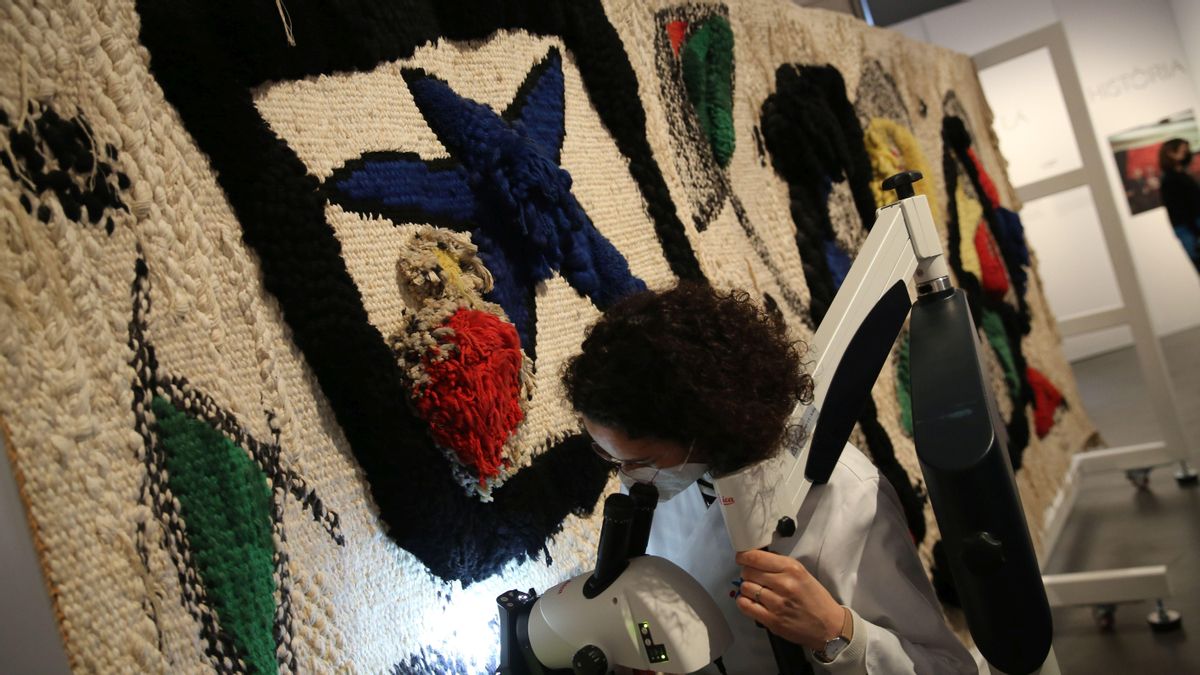 ‘La estrella de Miró’, mural téxtil del artista catalán. ‘La estrella de Miró’, mural téxtil del artista catalán.