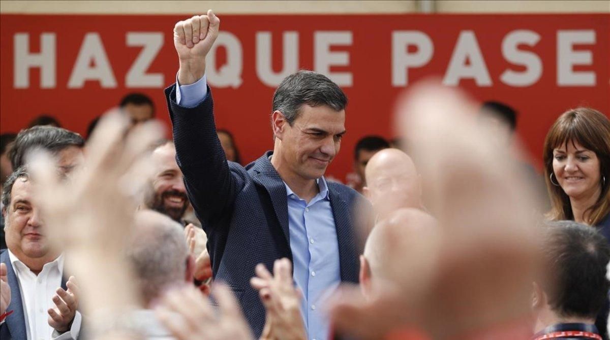 Pedro Sánchez en un acto electoral. Pedro Sánchez en un acto electoral.