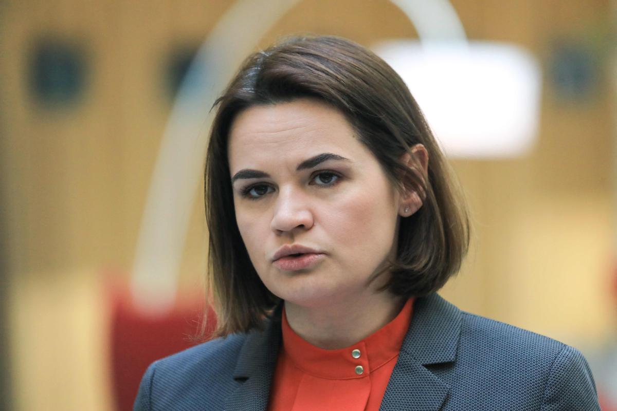 La opositora bielorrusa Svetlana Tikhanóvskaya, el pasado lunes en Vinius.