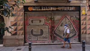 Bar cerrado en Barcelona.