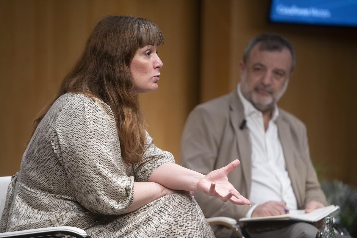 Gemma Galdón durante su conferencia en el Palau Macaya.