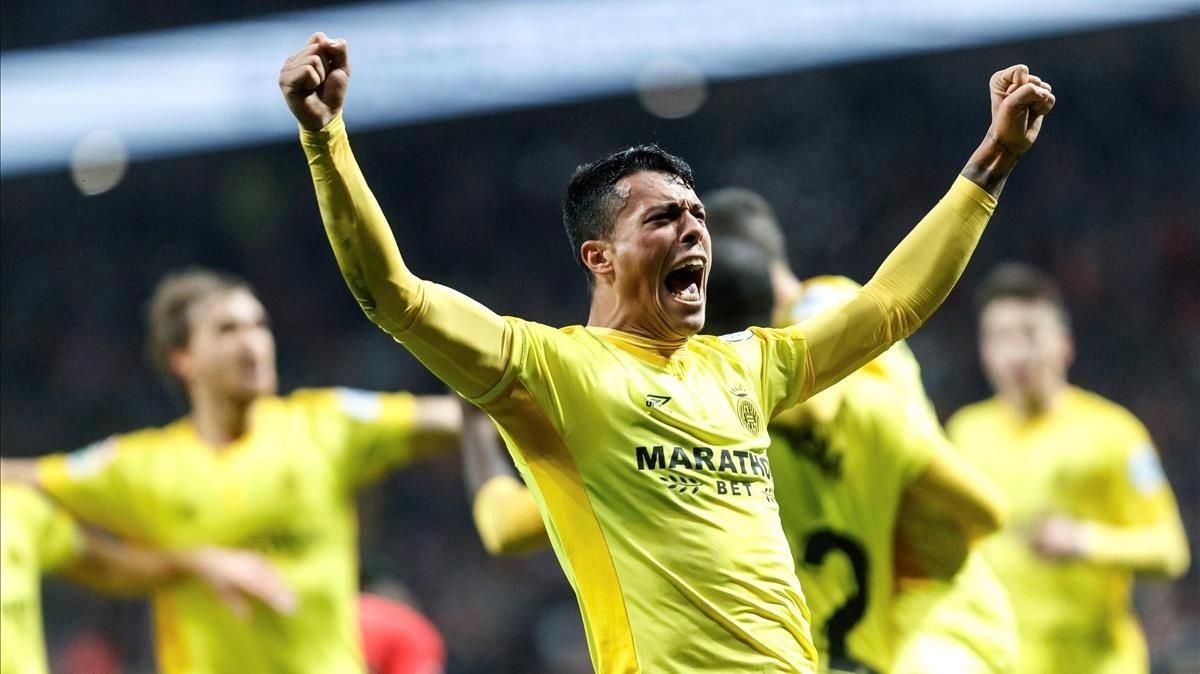Porro celebra un gol al Atlético de Madrid, la temporada 2018-19. Porro celebra un gol al Atlético de Madrid, la temporada 2018-19.