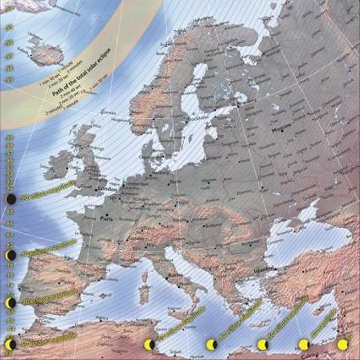 Mapa de la magnitud del eclipse solar del 20/03/2015 Mapa de la magnitud del eclipse solar del 20/03/2015