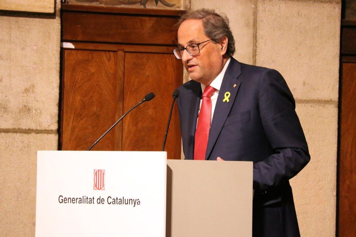 Quim Torra, durante un acto este martes en Barcelona. Quim Torra, durante un acto este martes en Barcelona.