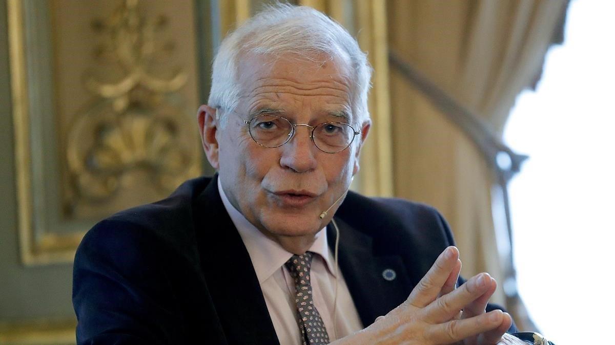 El jefe de la diplomacia europea, Josep Borrell, durante una conferencia en la Casa América de Madrid.