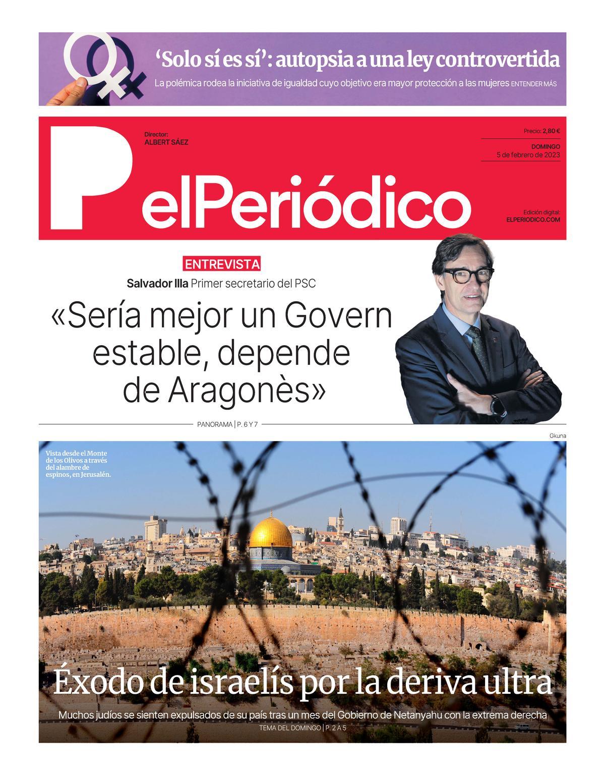 La portada d’EL PERIÓDICO del 5 de febrer del 2023