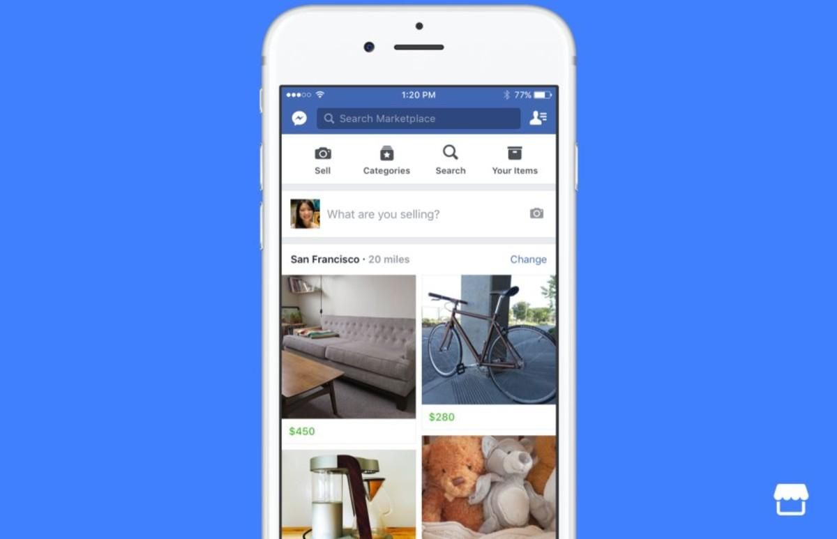La aplicación Marketplace de Facebook. La aplicación Marketplace de Facebook.
