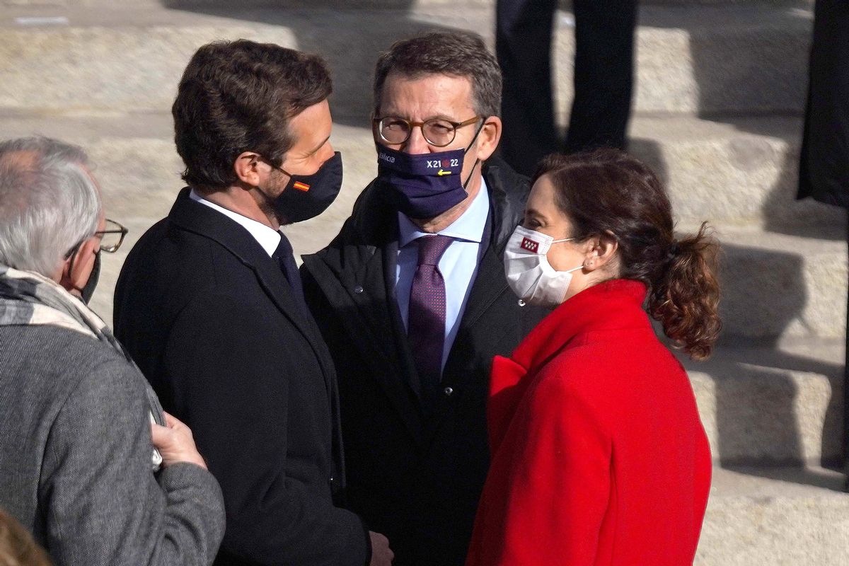 Pablo Casado ,Isabel Díaz Ayuso y Alberto Nuñez Feijoo. Pablo Casado ,Isabel Díaz Ayuso y Alberto Nuñez Feijoo.