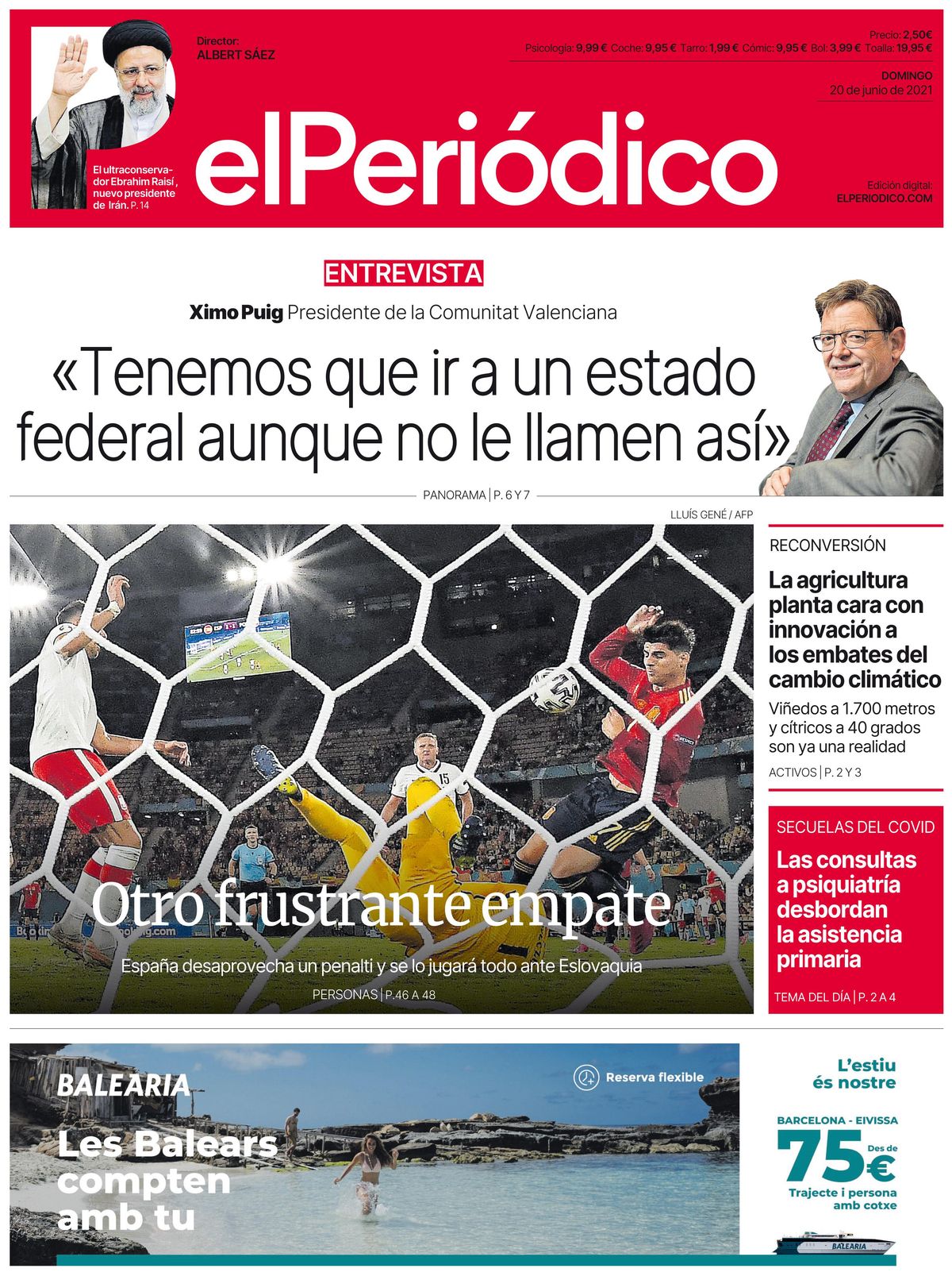 La portada de EL PERIÓDICO del 20 de junio de 2021 La portada de EL PERIÓDICO del 20 de junio de 2021