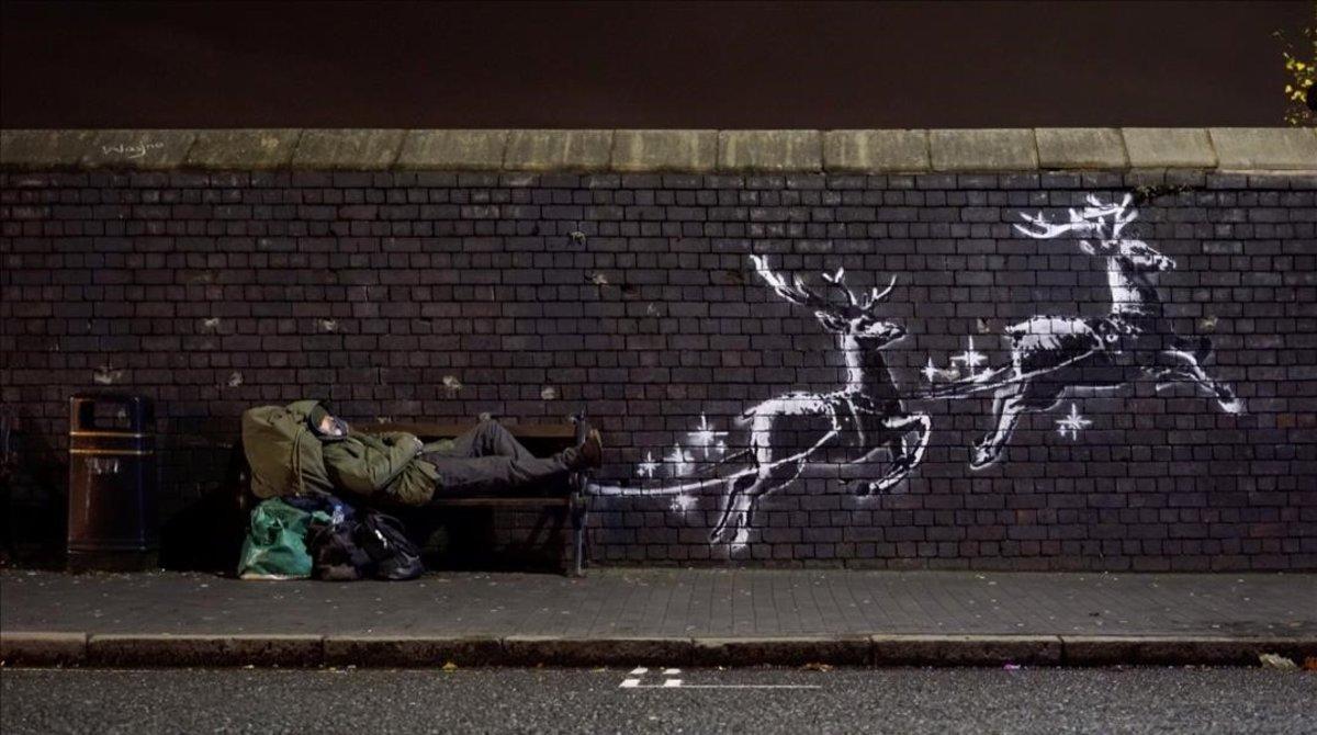 El mural de Banksy en Birmingham. 