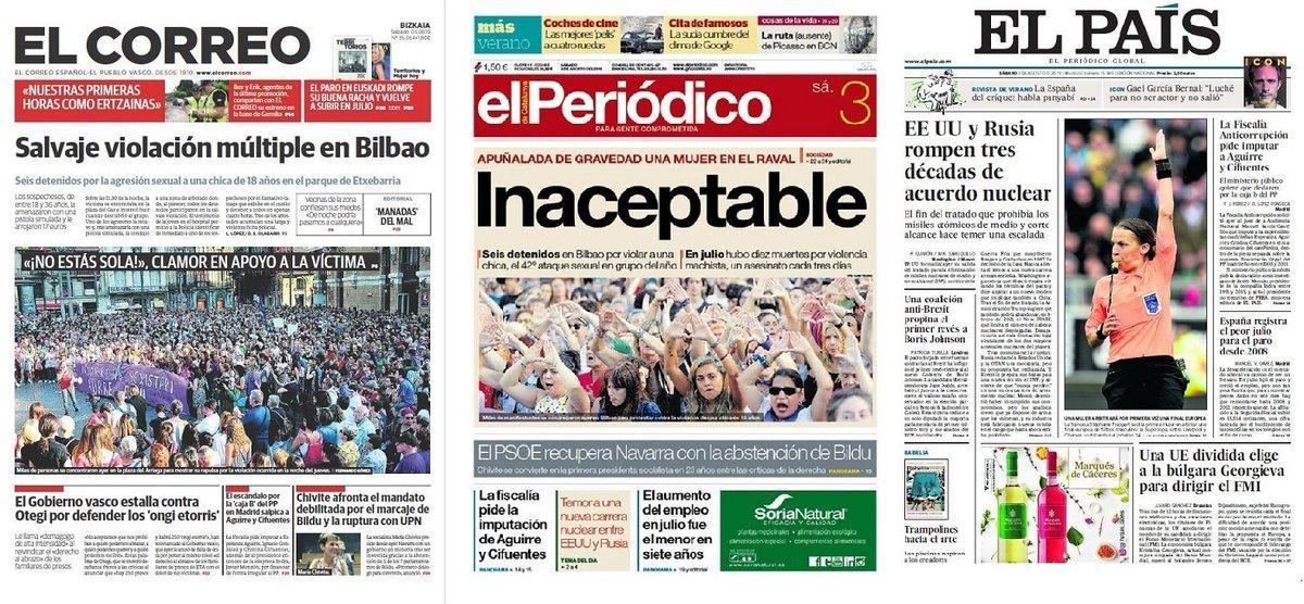 Prensa de hoy: Las portadas de los periódicos del sábado 3 de agosto del 2019