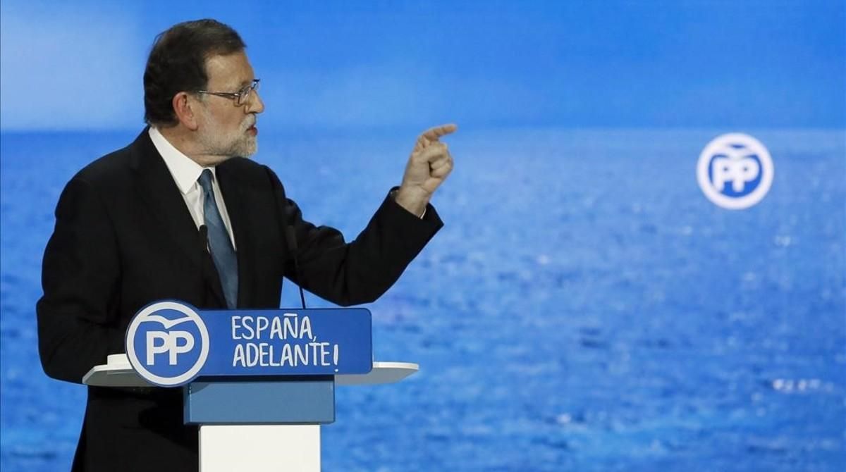 Mariano Rajoy, durante su intervención de este sábado en el congreso del PP. Mariano Rajoy, durante su intervención de este sábado en el congreso del PP.
