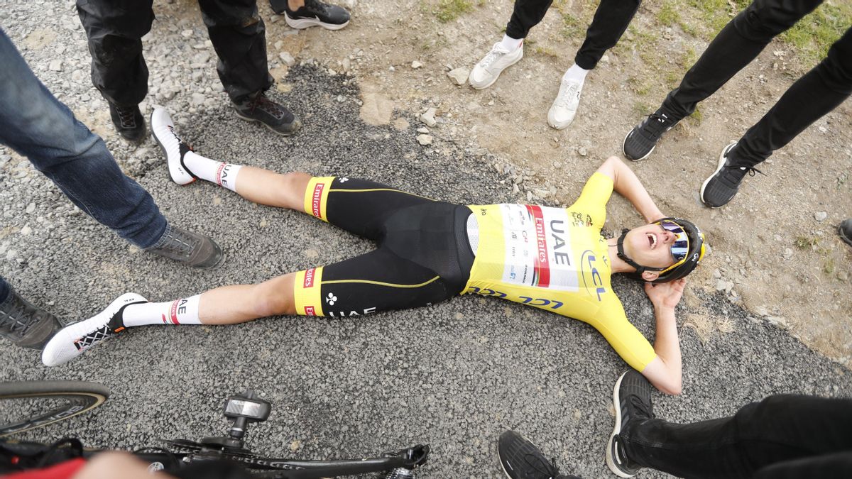 Tadej Pogacar, tras ganar hoy la etapa reina del Tour-2021. Tadej Pogacar, tras ganar hoy la etapa reina del Tour-2021.