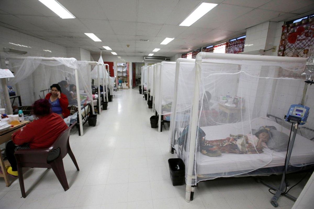 Un hospital con enfermos de dengue. Un hospital con enfermos de dengue.