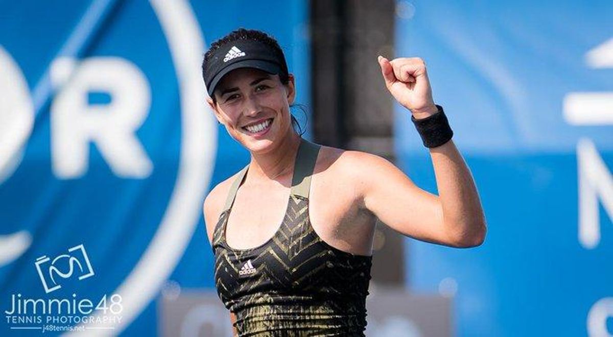 Muguruza celebra su victoria en Chicago. Muguruza celebra su victoria en Chicago.