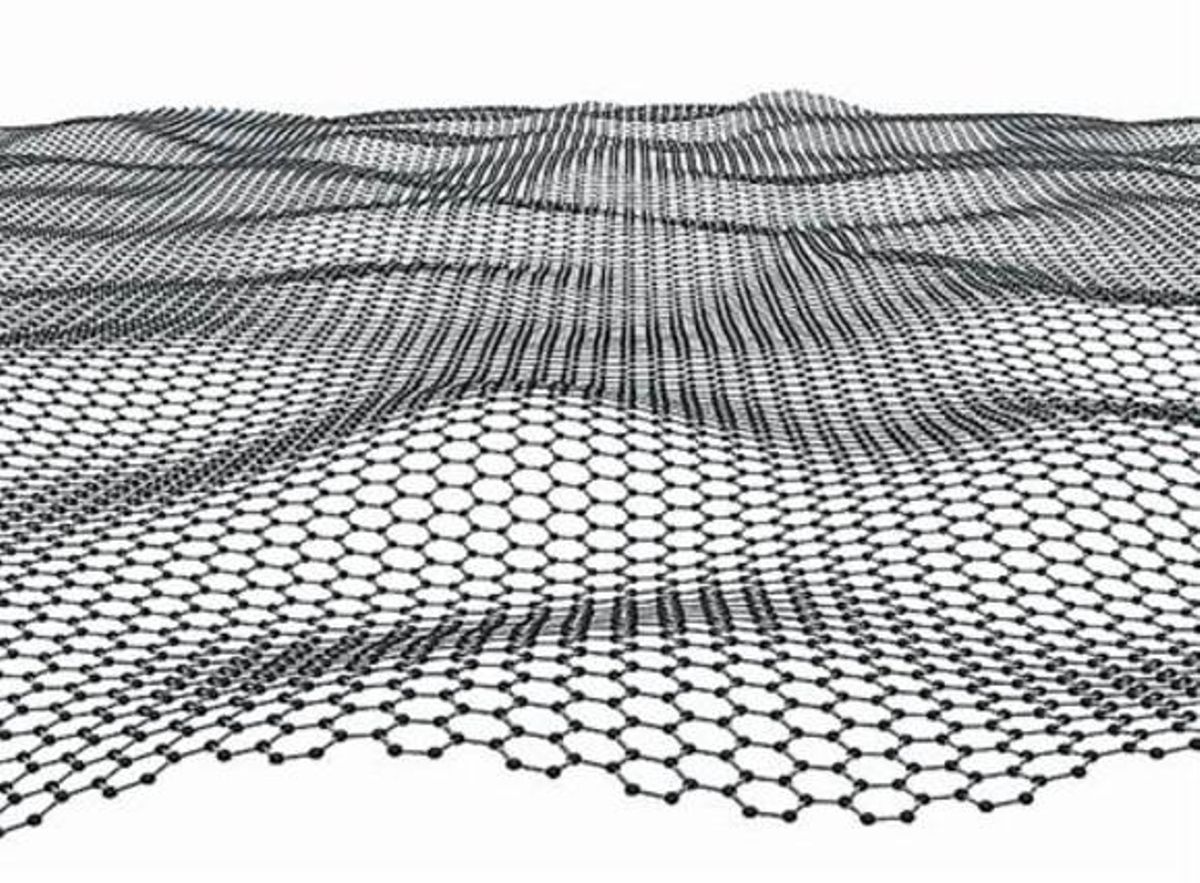 Estructura de una finísima membrana de grafeno. Estructura de una finísima membrana de grafeno.