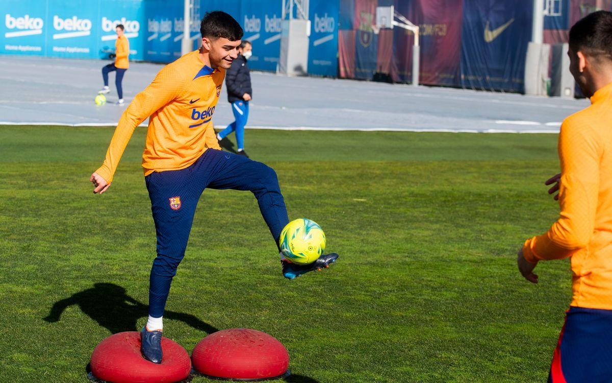 Pedri, en un entrenamiento del Barça en la ciudad deportiva de Sant Joan Despí.
