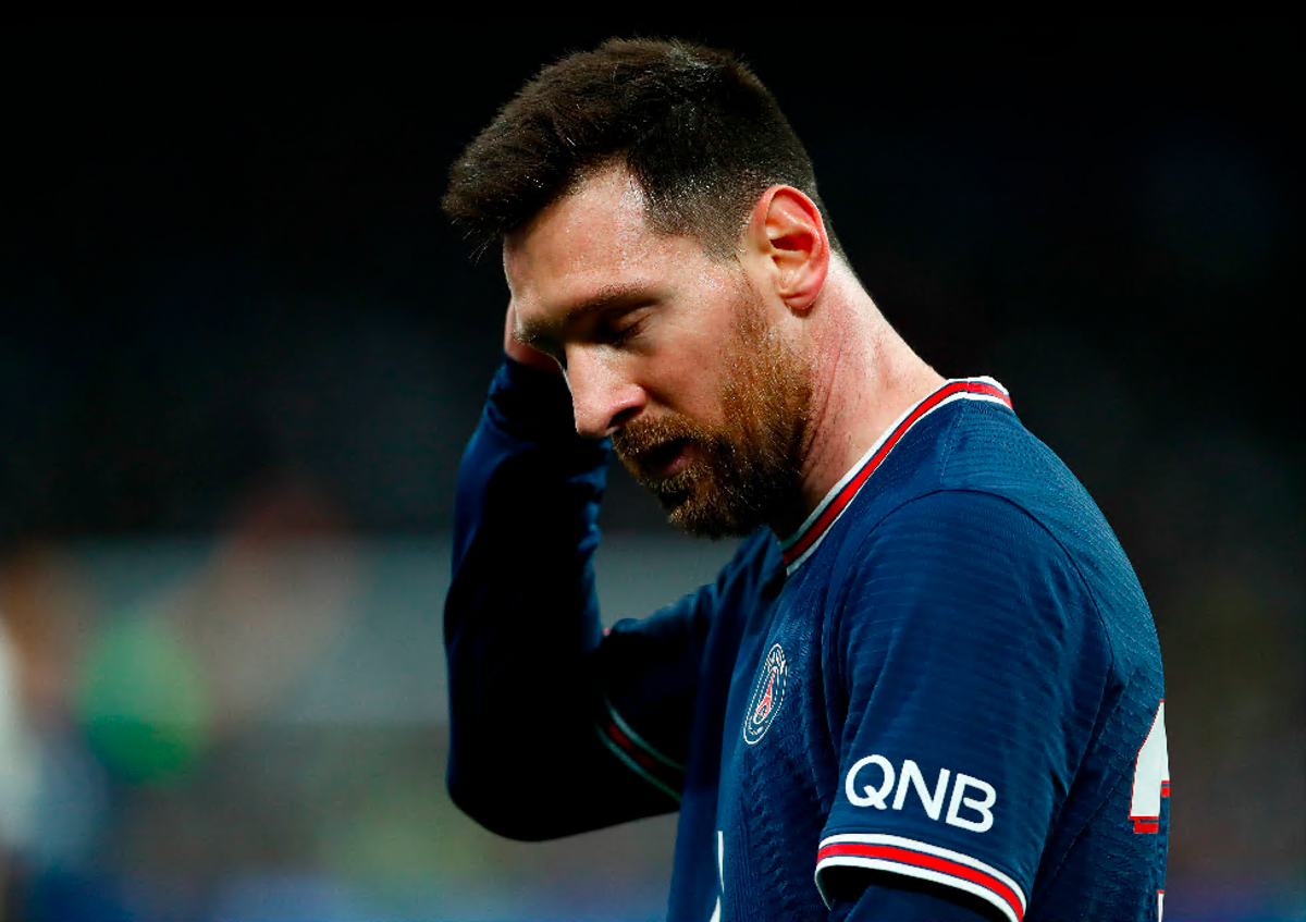 Messi, abatido tras la eliminación del Paris SG en el Bernabéu.