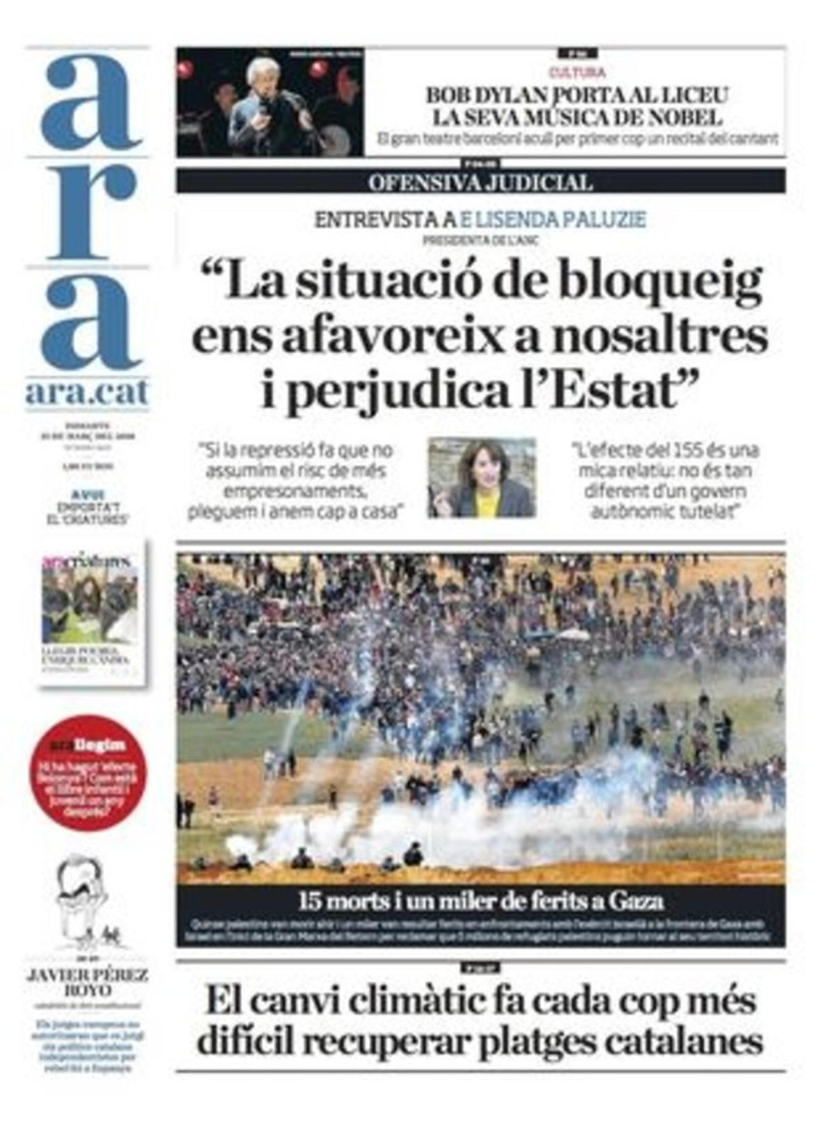 "El soberanismo se niega a pactar y amenaza con más protestas" ('El País')