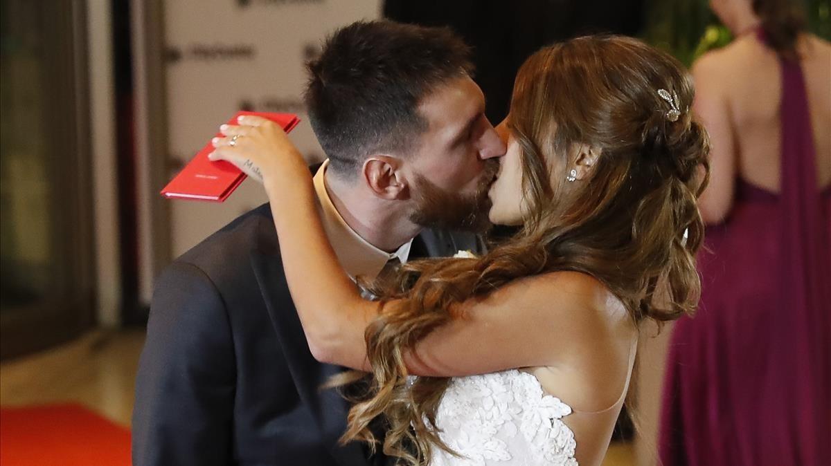 Lionel Messi y Antonella Rocuzzo, el día de su boda.