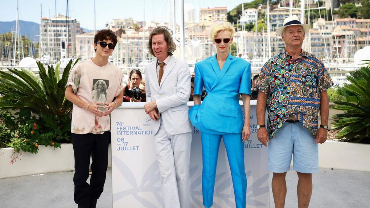 De izquierda a derecha, Timothée Chalamet, Wes Anderson, Tilda Swinton y Bill Murray, el pasado 13 de julio en el 74º Festival de Cine de Cannes. De izquierda a derecha, Timothée Chalamet, Wes Anderson, Tilda Swinton y Bill Murray, el pasado 13 de julio en el 74º Festival de Cine de Cannes.