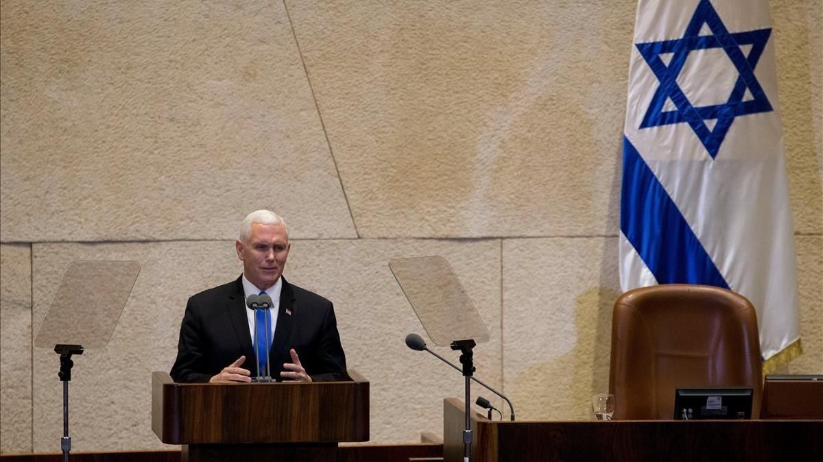 El vicepresidente de EEUU, Mike Pence, en la Knesset, este lunes 22 de enero. El vicepresidente de EEUU, Mike Pence, en la Knesset, este lunes 22 de enero.