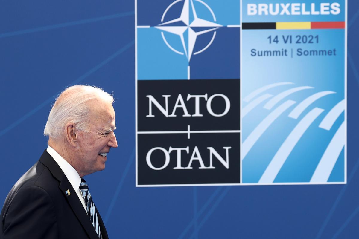 Biden en la reunión de la OTAN en Bruselas. 