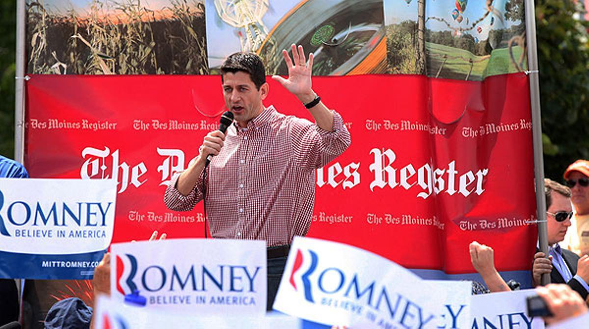 Paul Ryan, increpado en su primer mitin en Des Moines (Iowa)