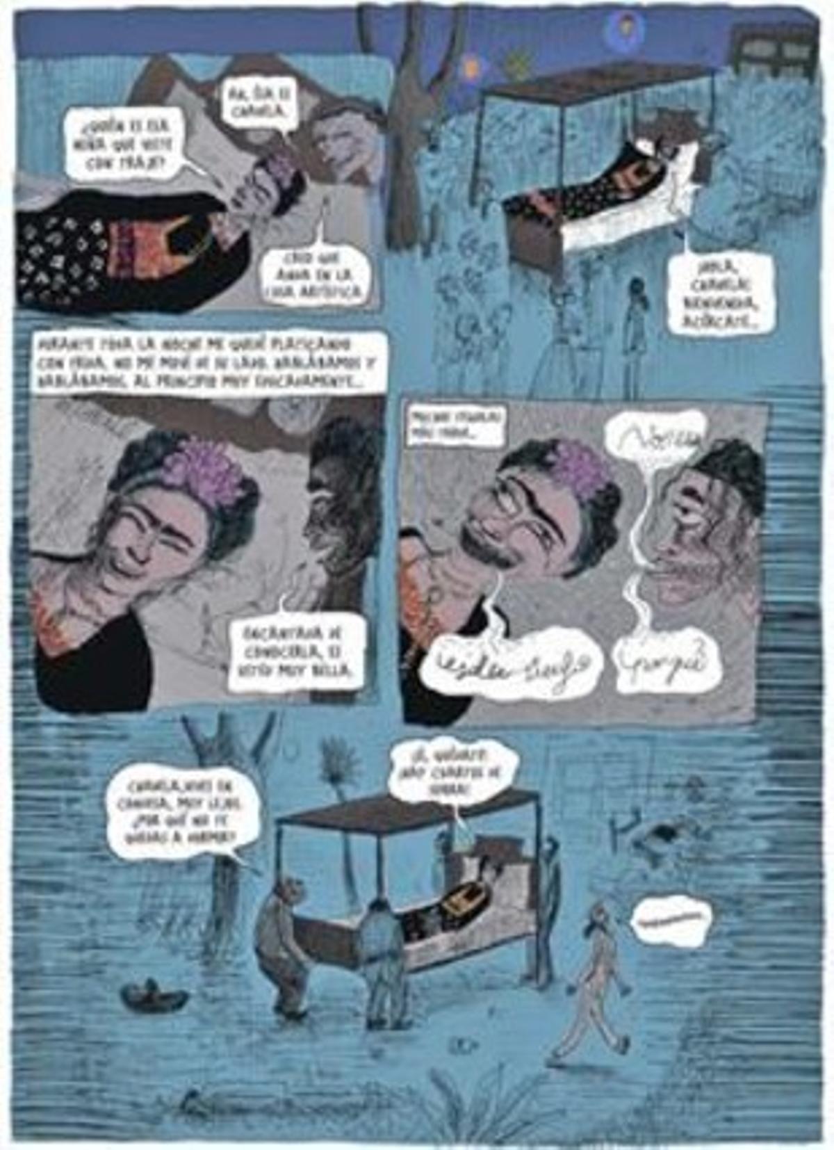 Página que evoca, en boca de Chavela Vargas, la noche en que esta conoció a Frida Khalo en su ’casa azul’.