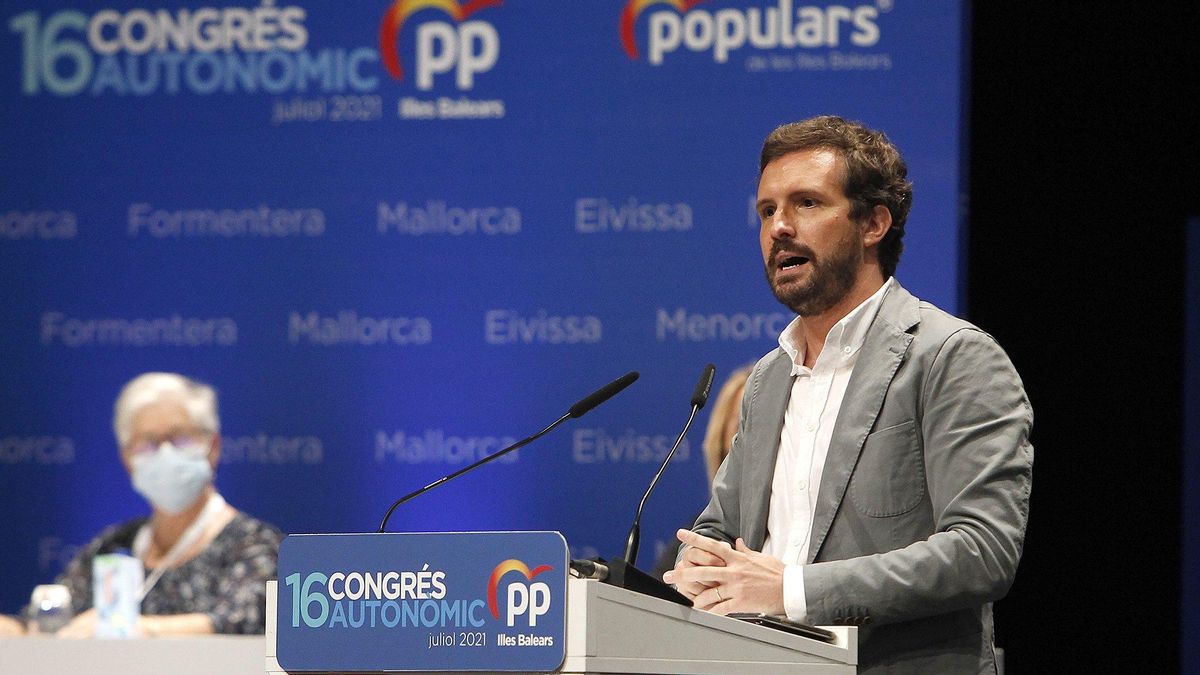 El líder del PP, Pablo Casado, interviene en la clausura del XVI congreso del PP de Baleares El líder del PP, Pablo Casado, interviene en la clausura del XVI congreso del PP de Baleares