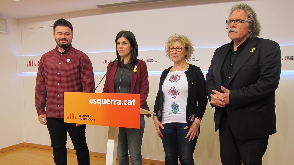 ERC votará ’no’ a los Presupuestos de Pedro Sánchez. En la foto, Gabriel Rufián, Marta Vilalta, Mirella Cortés y Joan Tardà, en la comparecencia en la que han anunciado su decisión.