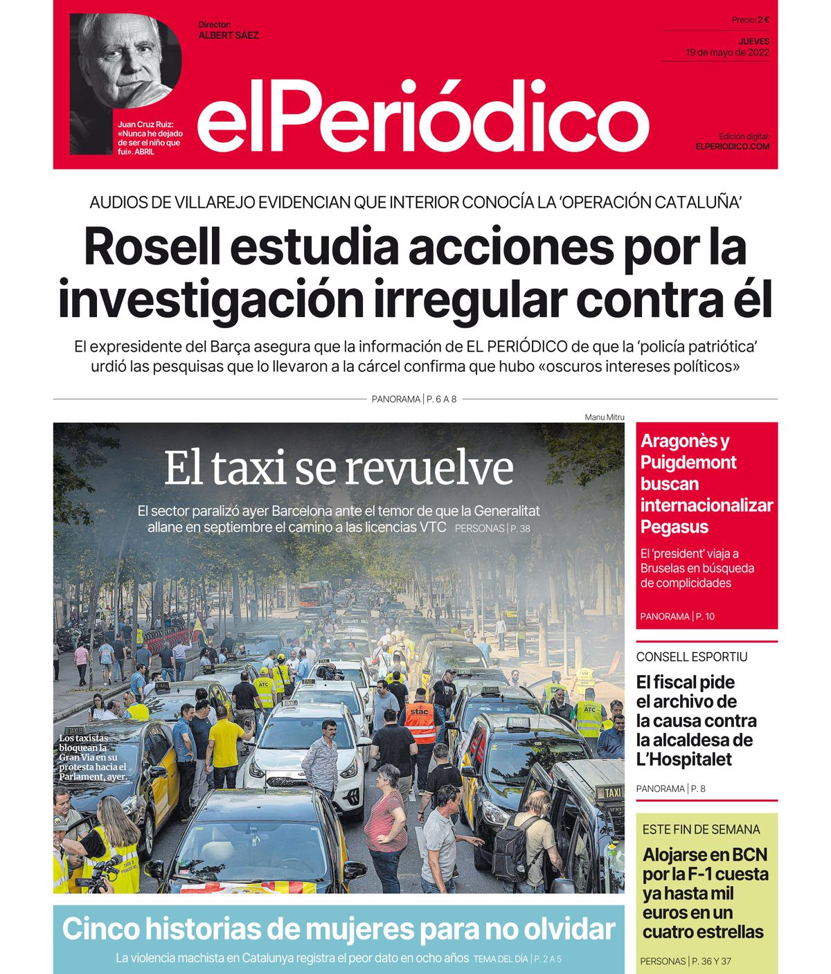 Primera plana de la edición impresa del 19 de mayo de 2022 Primera plana de la edición impresa del 19 de mayo de 2022