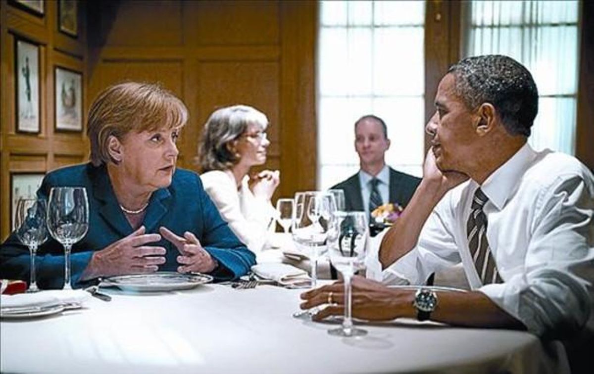 Obama y Merkel cenan en privado en un restaurante de Washington, en el 2011. Obama y Merkel cenan en privado en un restaurante de Washington, en el 2011.
