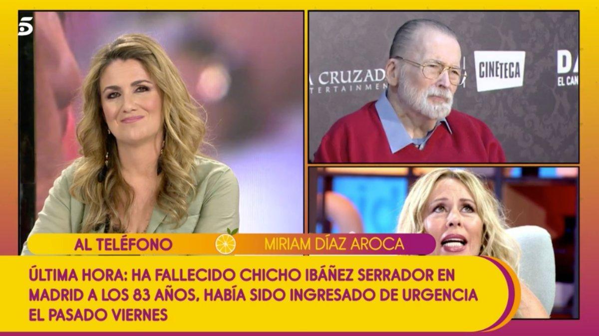 Miríam Díaz-Aroca recordando a Chicho Ibáñez Serrador con Carlota Corredera en ’Sálvame’.
